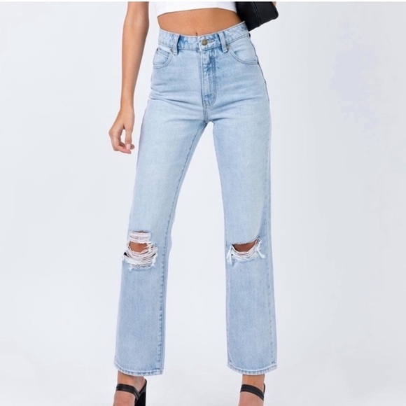 Sofia Richie |  Original High Rise Rollas Jeans‎ Straight Leg | knee rips || - Picture 1 of 12